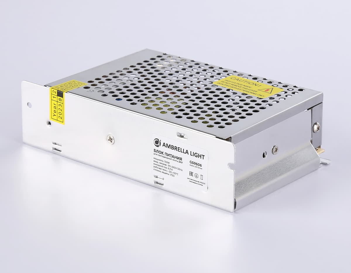 Блок питания для светодиодной ленты 24V 150W 6.3A IP20 90-260V 159*98*38 GS9606 GS9606 блок питания 24V 150W 6.3A IP20 90-260V 159*98*38 Ambrella Light 8