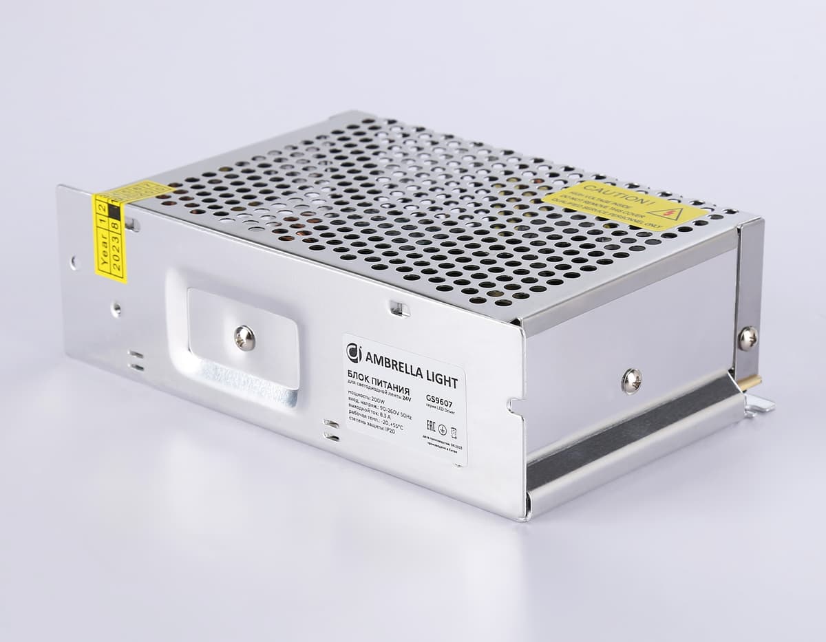 Блок питания для светодиодной ленты 24V 200W 8.3A IP20 90-260V 160*98*50 GS9607 GS9607 блок питания 24V 200W 8.3A IP20 90-260V 160*98*50 Ambrella Light 7