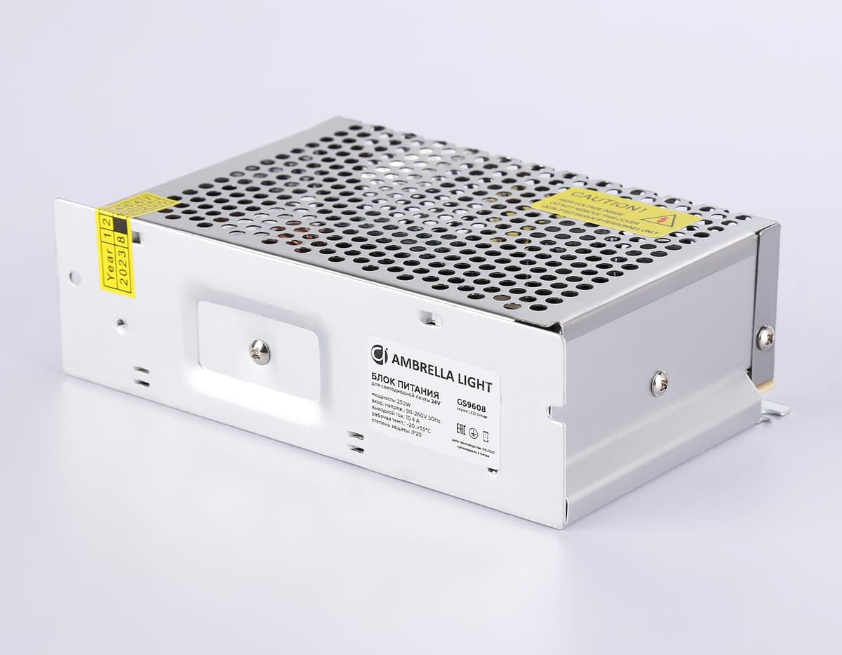 Блок питания для светодиодной ленты 24V 250W IP20 10.4A 90-260V 160*98*50 GS9608 GS9608 блок питания 24V 250W 10.4A IP20 90-260V 160*98*50 Ambrella Light 8