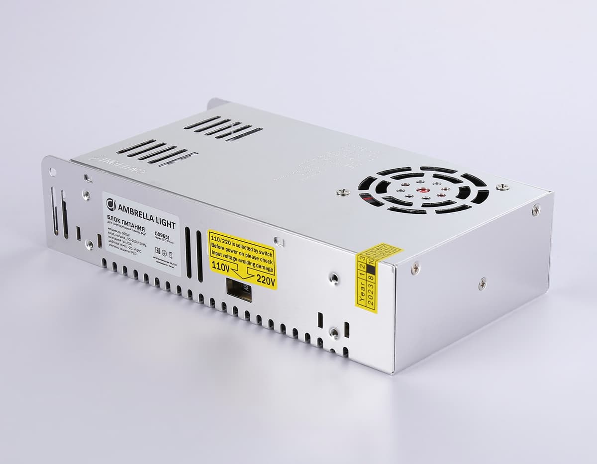 Блок питания для светодиодной ленты 24V 360W 15A IP20 90-260V 215*115*50 GS9651 GS9651 блок питания 24V 360W 15A IP20 90-260V 215*115*50 Ambrella Light 10