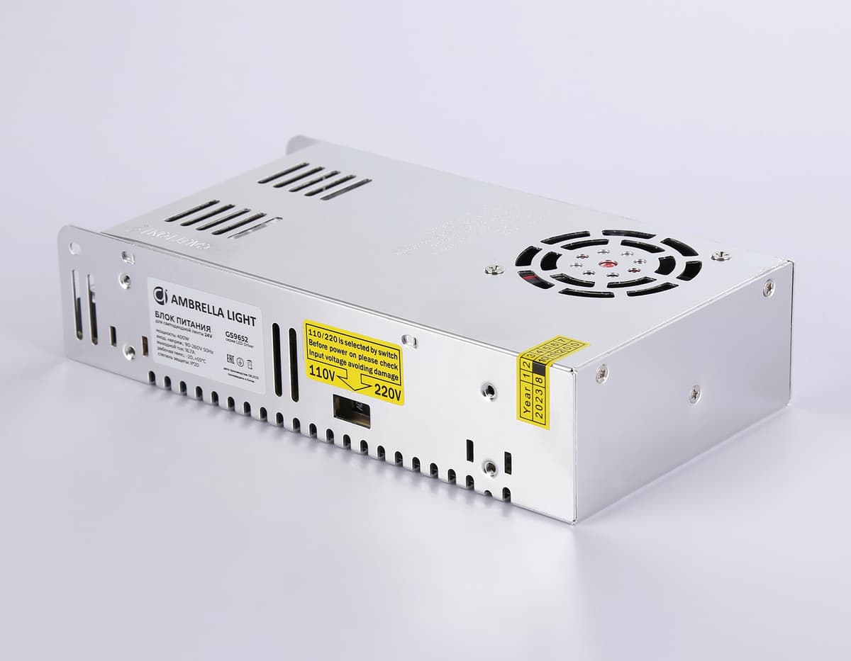 Блок питания для светодиодной ленты 24V 400W 16.7A IP20 90-260V 215*115*50 GS9652 GS9652 блок питания 24V 400W 16.7A IP20 90-260V 215*115*50 Ambrella Light 10