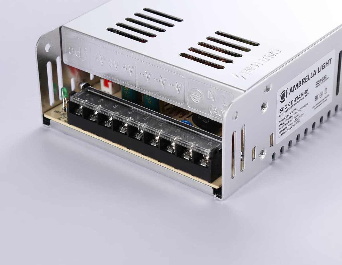 Блок питания для светодиодной ленты 24V 400W 16.7A IP20 90-260V 215*115*50 GS9652 GS9652 блок питания 24V 400W 16.7A IP20 90-260V 215*115*50 Ambrella Light 7