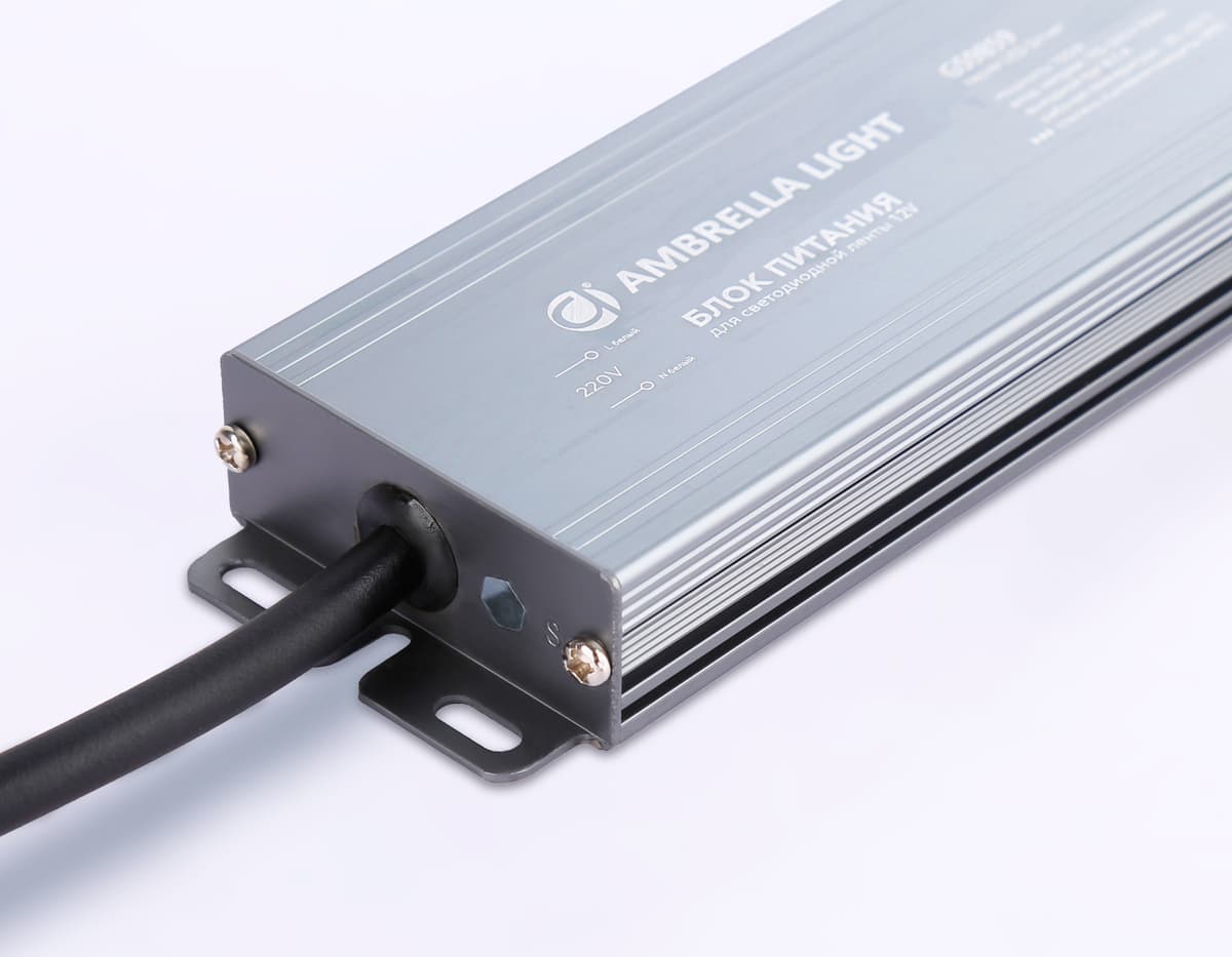 Блок питания для светодиодной ленты 12V 100W 8.3A IP67 110-220V 190*52*20 GS9859 GS9859 блок питания 12V 100W 8.3A IP67 110-220V 190*52*20 Ambrella Light 4