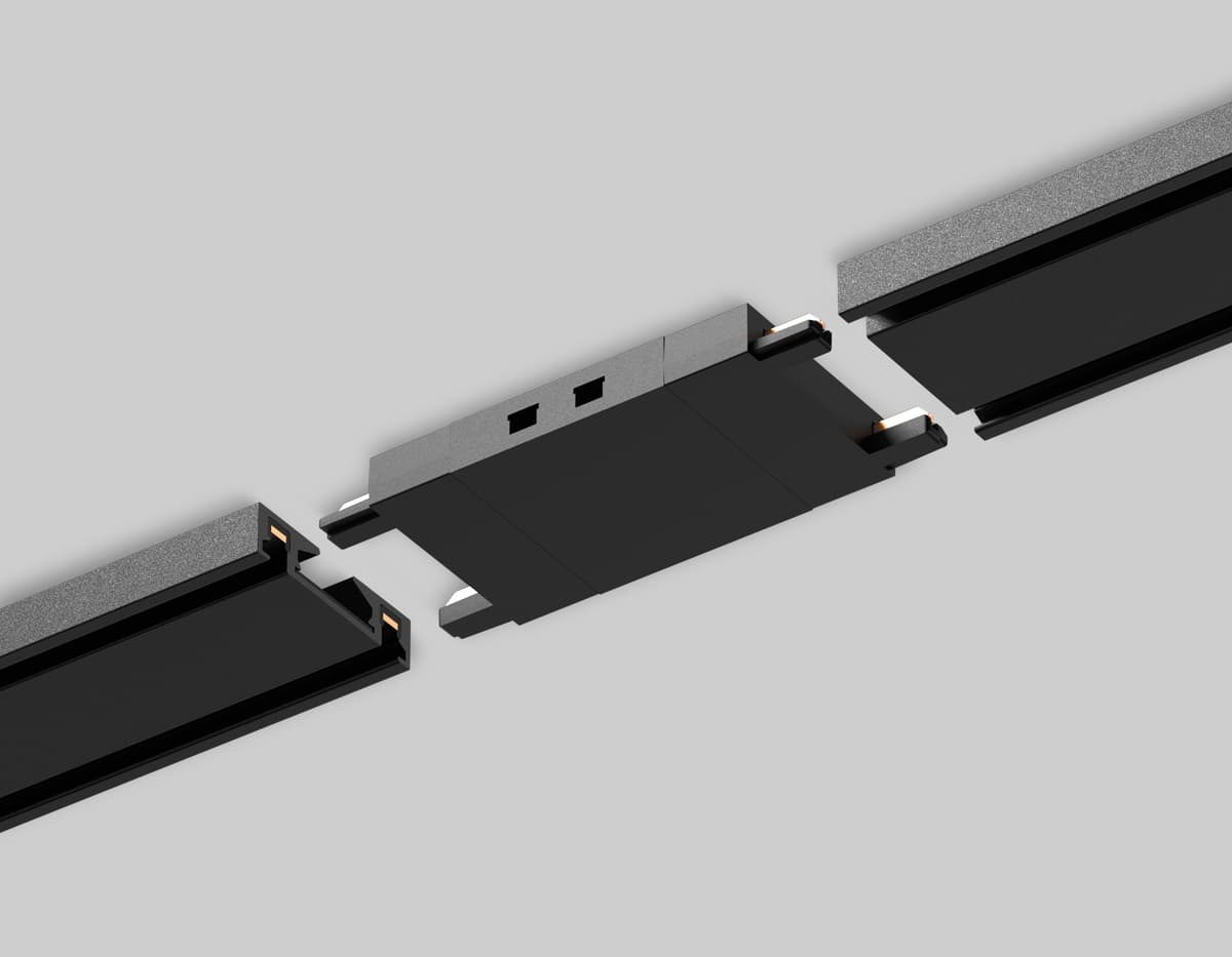 Коннектор прямой для накладного шинопровода Magnetic Ultra Slim 48V GV1109 BK черный 46*26*26 Ambrella Light 4