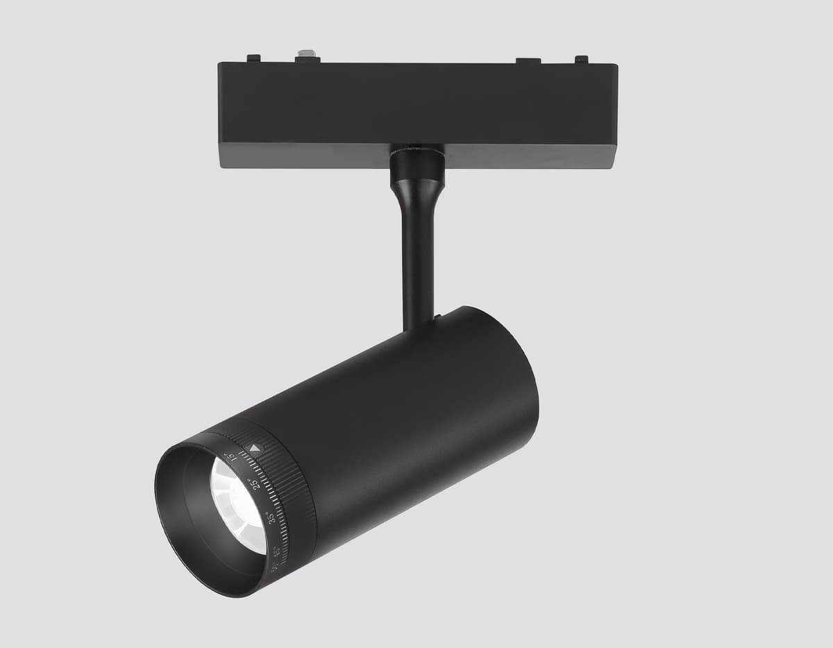 Трековый светильник ZOOM 15-51° поворотный 4200K Magnetic Ultra Slim 48V GV1571 BK черный IP20 10W 4200K 48V 15-51° D55*185 Ambrella Light 10