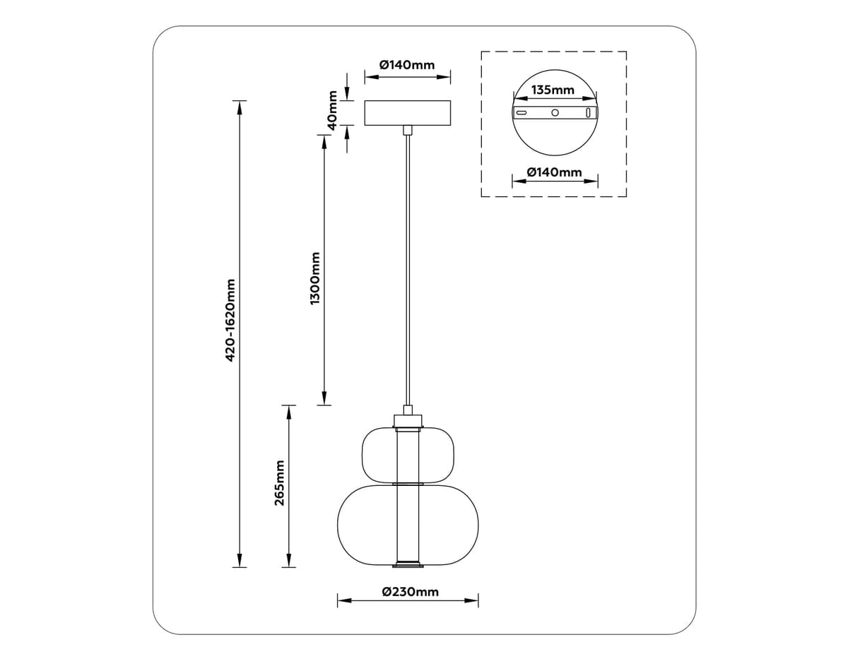 Подвесной светодиодный светильник LH11052 BK/SM черный/дымчатый 12W 3000K D230*265 Ambrella Light 14