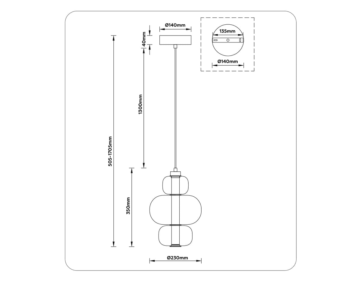 Подвесной светодиодный светильник LH11057 BK/SM черный/дымчатый 18W 3000K D230*350 Ambrella Light 14