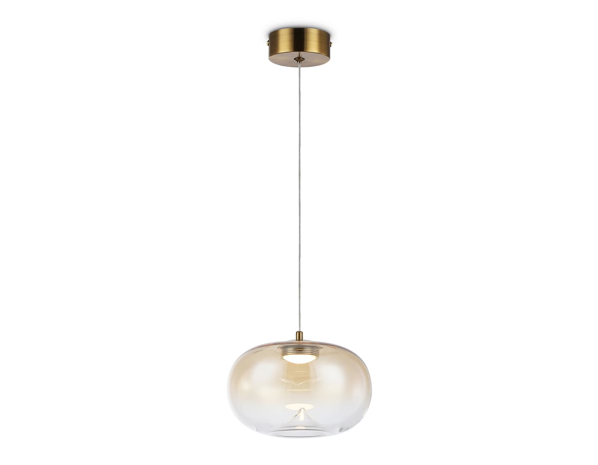 Подвесной светодиодный светильник LH11083 BS/TI латунь/янтарь 4W 3000K D180*130 Ambrella Light 8