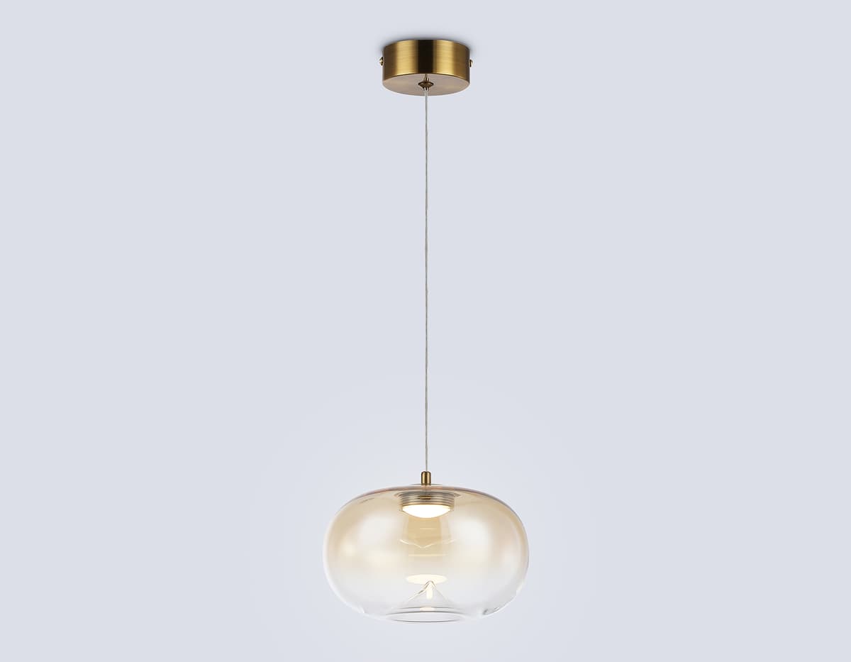 Подвесной светодиодный светильник LH11083 BS/TI латунь/янтарь 4W 3000K D180*130 Ambrella Light 9