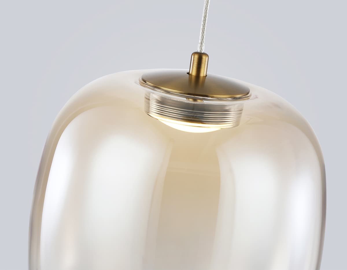 Подвесной светодиодный светильник LH11093 BS/TI латунь/янтарь 4W 3000K D150*170 Ambrella Light 13
