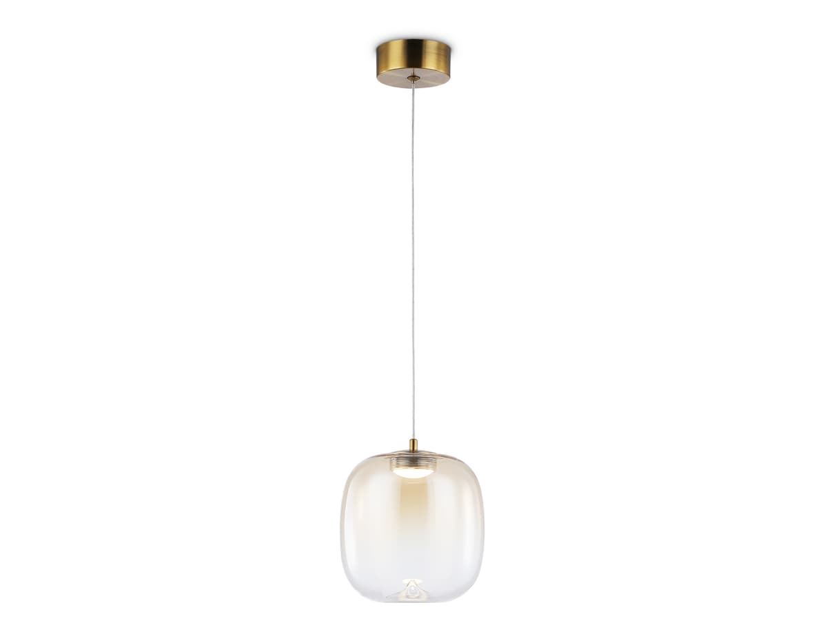 Подвесной светодиодный светильник LH11093 BS/TI латунь/янтарь 4W 3000K D150*170 Ambrella Light 9