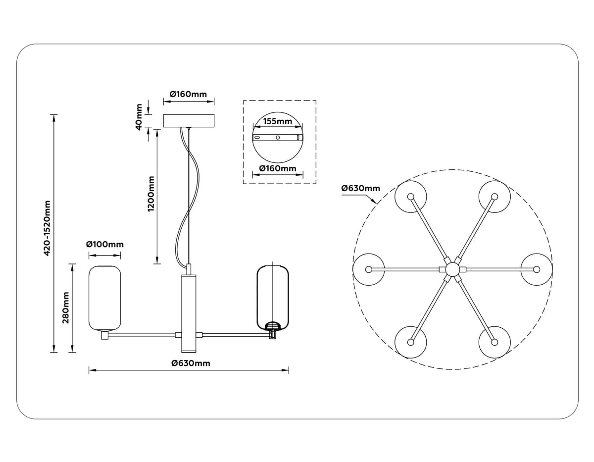 Подвесной светодиодный светильник LH11107/6 WH/FR белый/белый матовый 24W 3000K D630*280 Ambrella Light 16