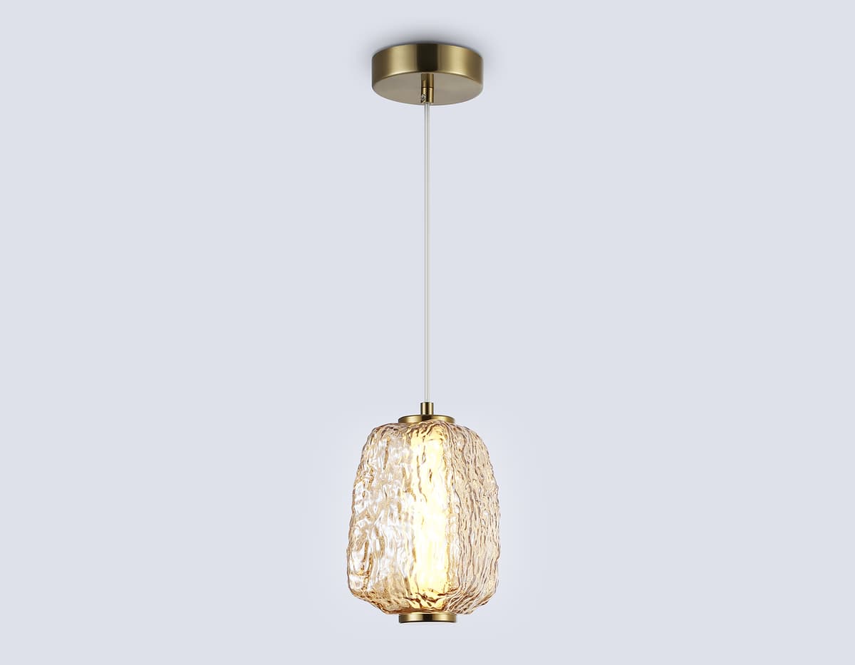 Подвесной светодиодный светильник LH30101 SB/TI бронза/янтарь 8W 3000K 140*140*1575 Ambrella Light 9