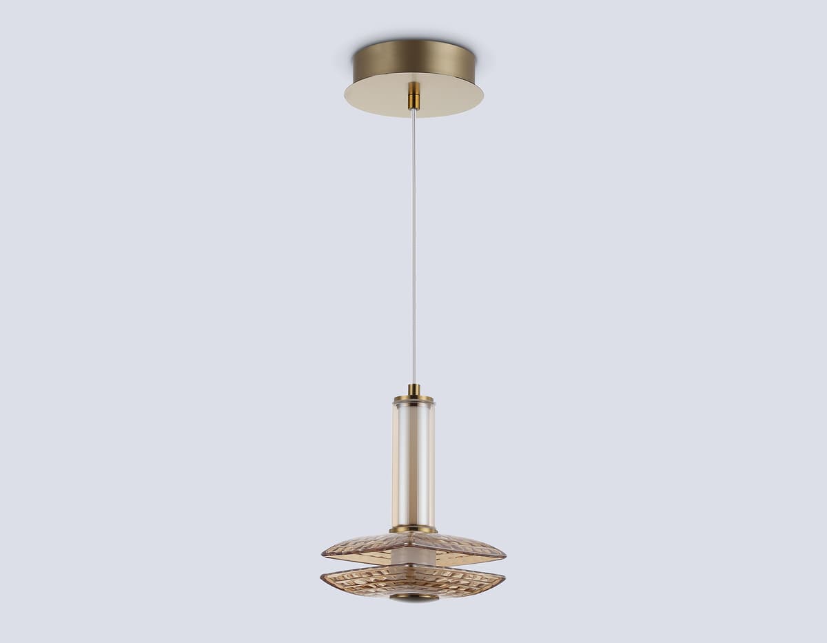 Подвесной светодиодный светильник LH31001 BS/TI латунь/янтарь 10W 3000K 150*150*240 Ambrella Light 11