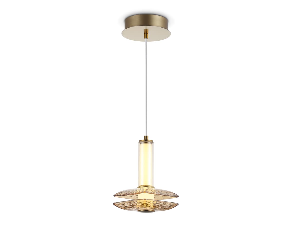 Подвесной светодиодный светильник LH31001 BS/TI латунь/янтарь 10W 3000K 150*150*240 Ambrella Light 8