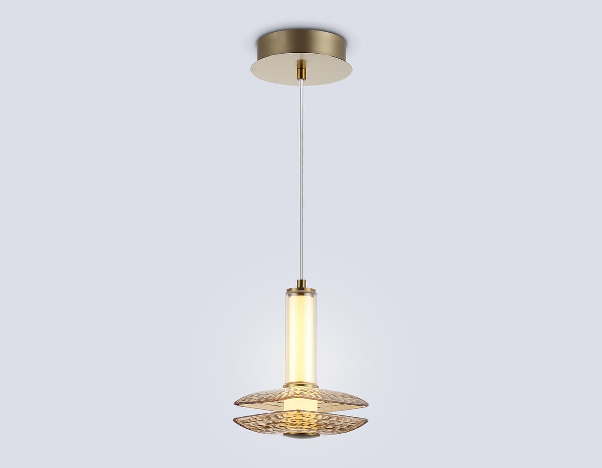 Подвесной светодиодный светильник LH31001 BS/TI латунь/янтарь 10W 3000K 150*150*240 Ambrella Light 9