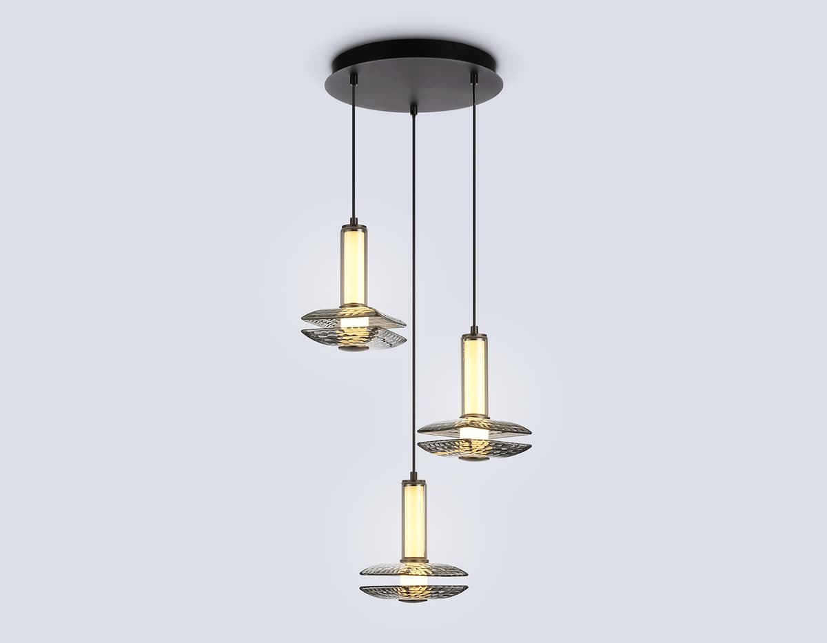 Подвесной светодиодный светильник LH31012/3 GR/SM серый/дымчатый 35W 3000K D450*1790 Ambrella Light 8