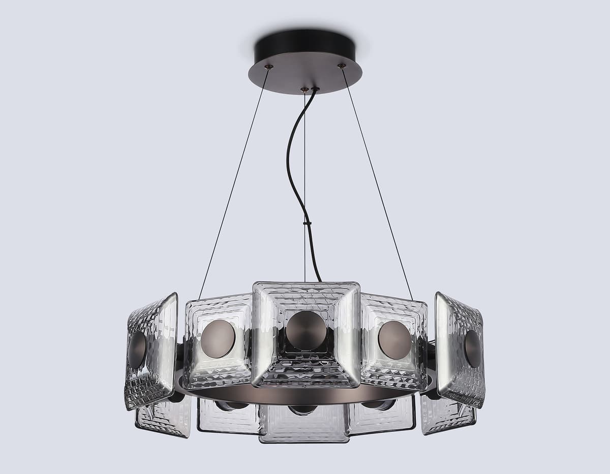 Подвесная светодиодная люстра LH31024 GR/SM серый/дымчатый 56W 3000K D570*150 Ambrella Light 12