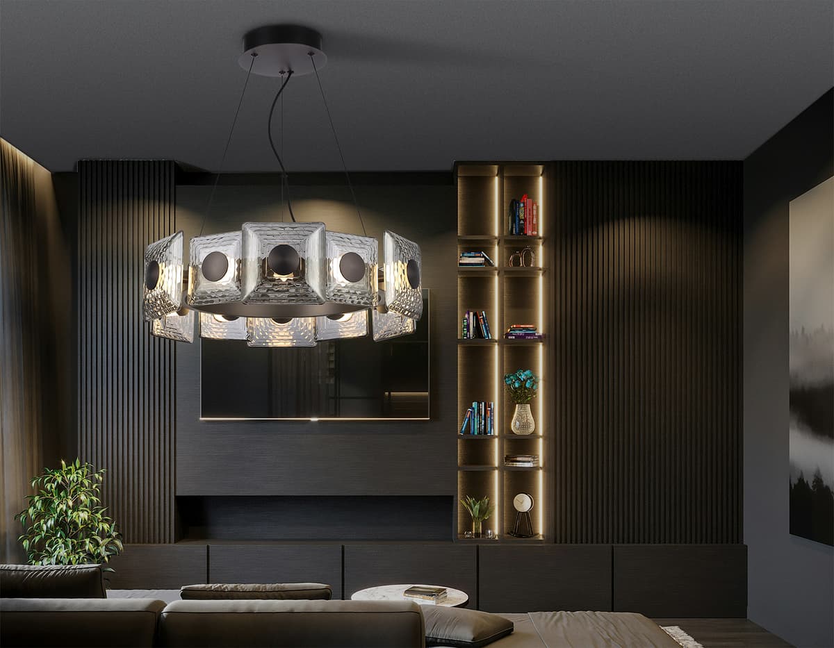 Подвесная светодиодная люстра LH31024 GR/SM серый/дымчатый 56W 3000K D570*150 Ambrella Light 15
