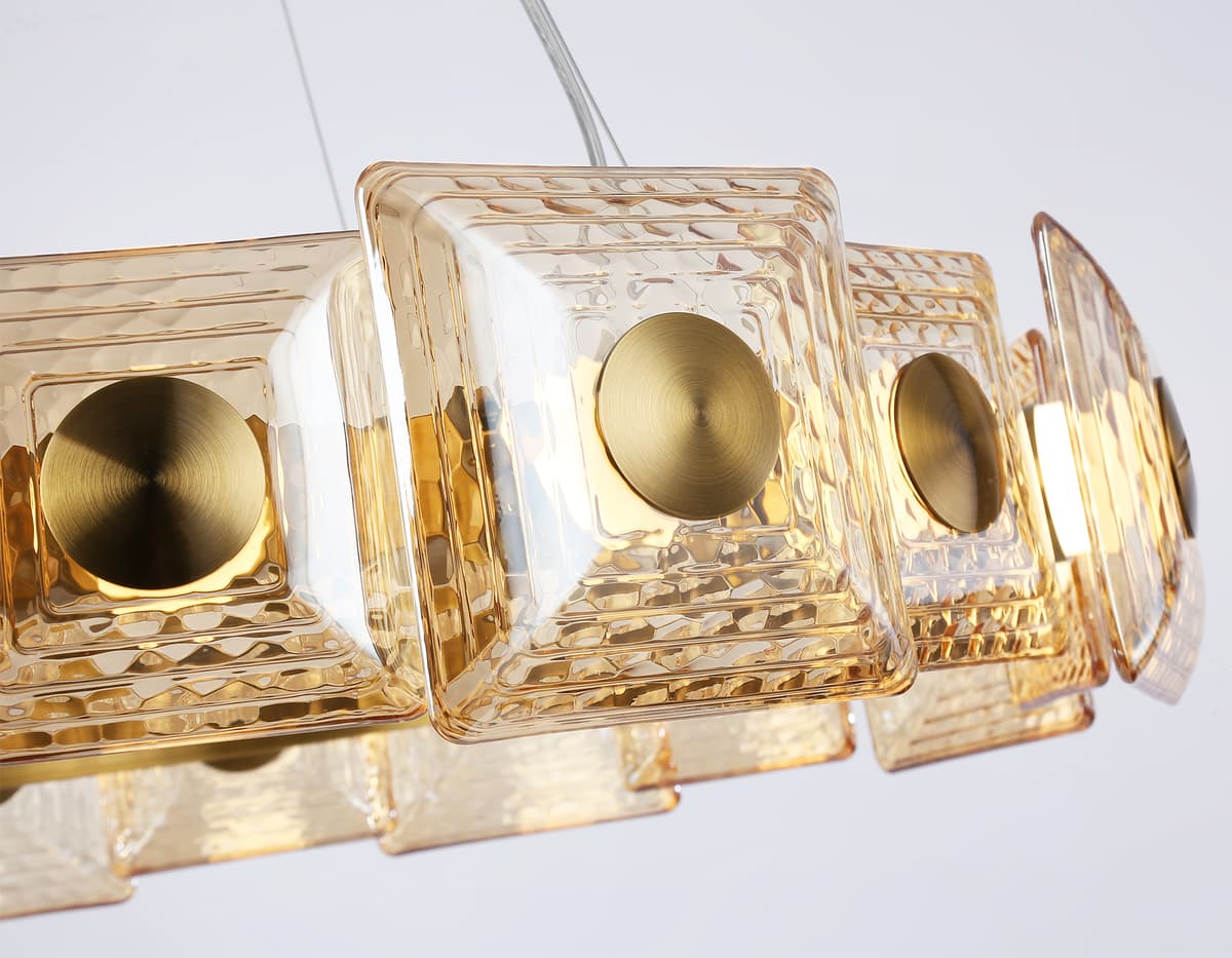 Подвесная светодиодная люстра LH31027 BS/TI латунь/янтарь 72W 3000K D700*150 Ambrella Light 13