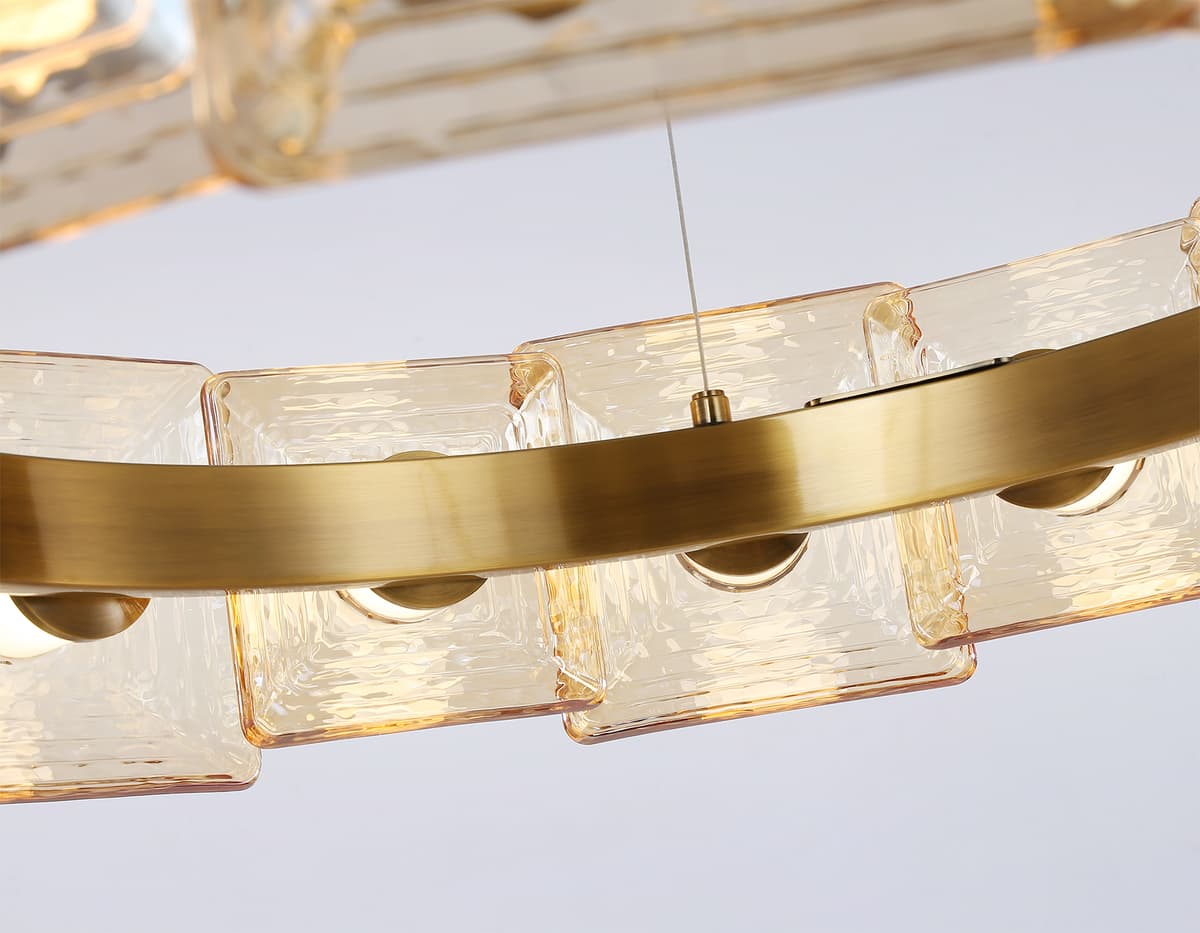 Подвесная светодиодная люстра LH31027 BS/TI латунь/янтарь 72W 3000K D700*150 Ambrella Light 14
