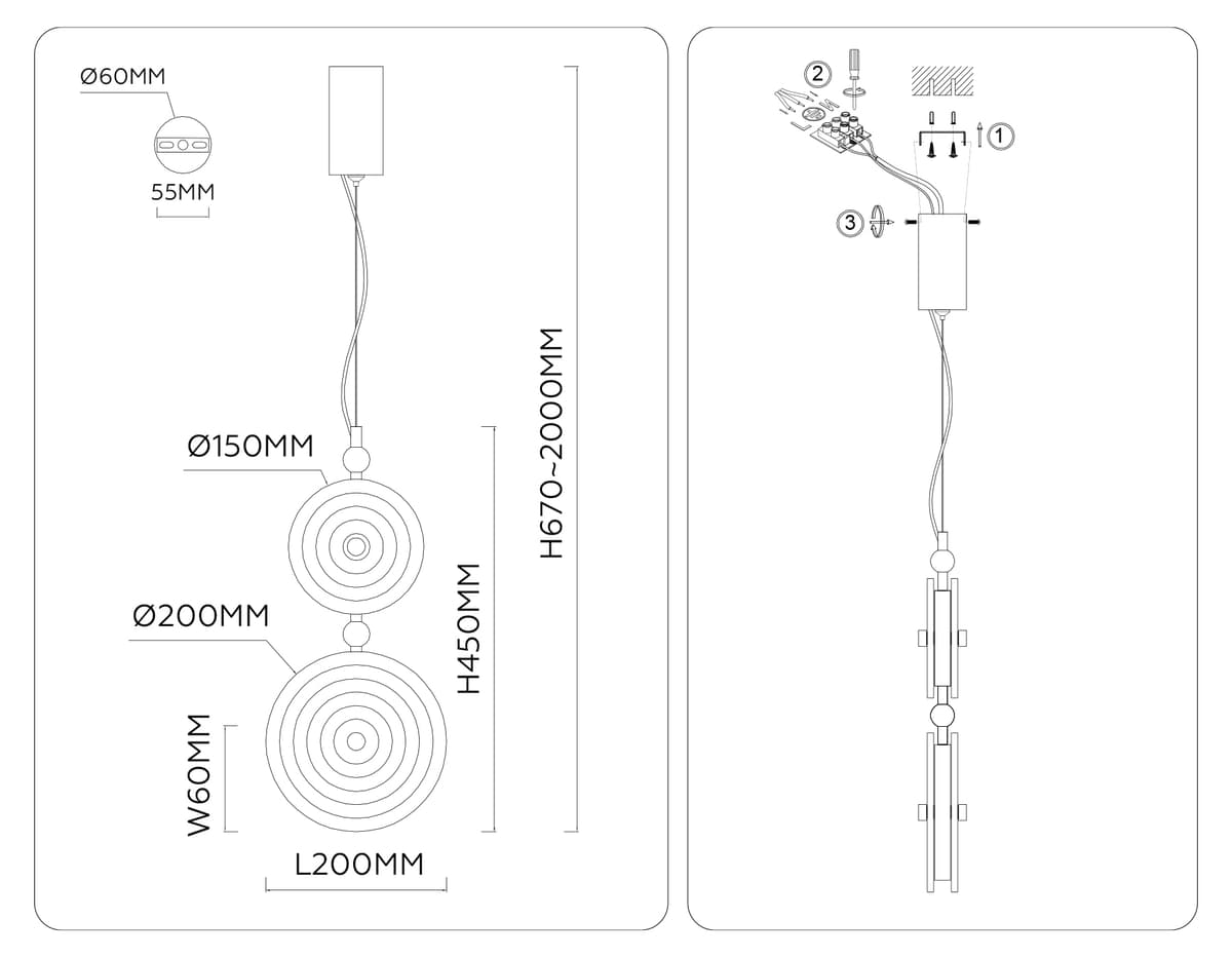 Подвесной светодиодный светильник LH31129/2 BS/YL/PI латунь/желтый/розовый 15W 3000K 200*60*2000 Ambrella Light 14