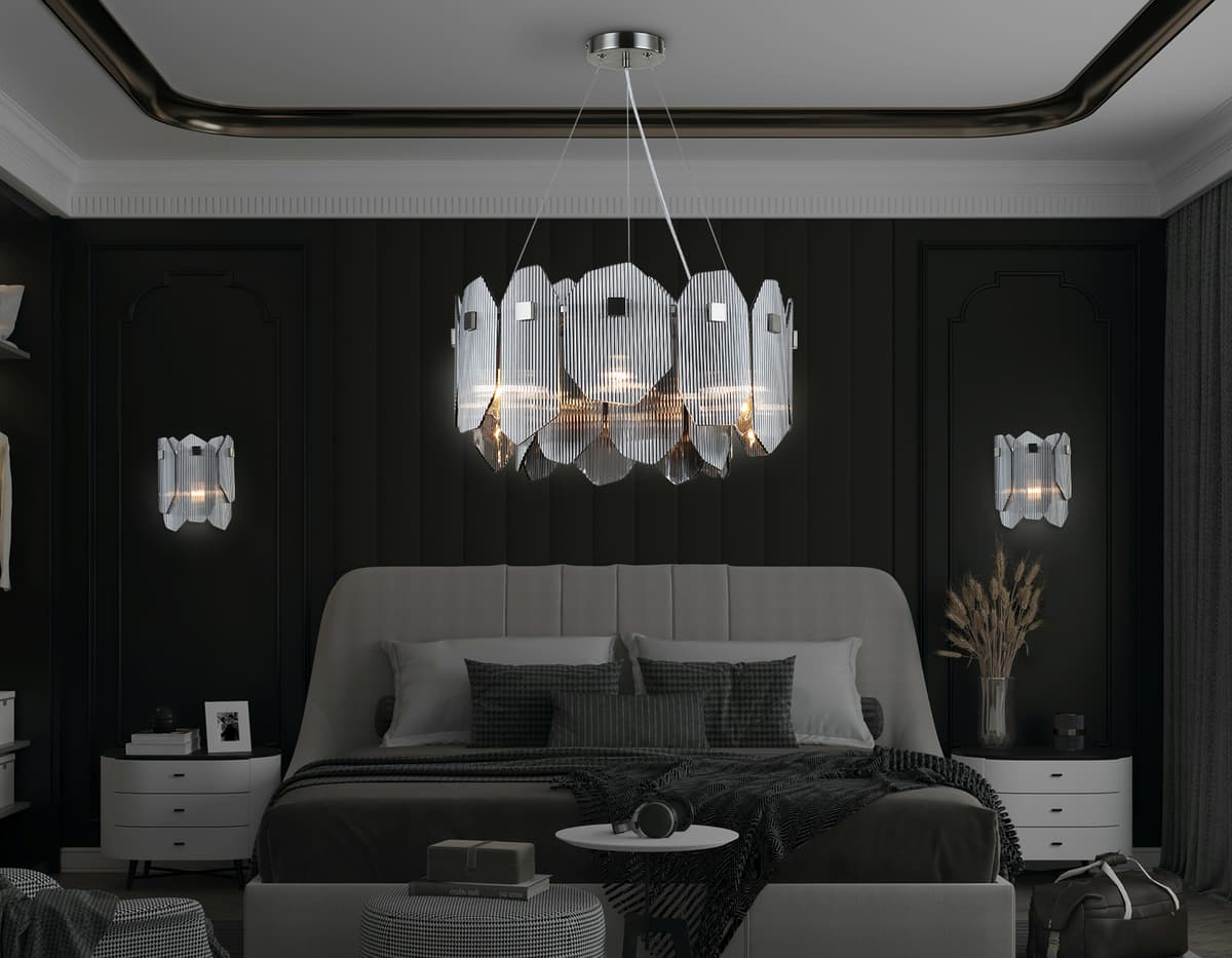 Подвесная люстра LH31201/6 SN/SM сатин никель/дымчатый E14*6 max 40W D510*270 Ambrella Light 16