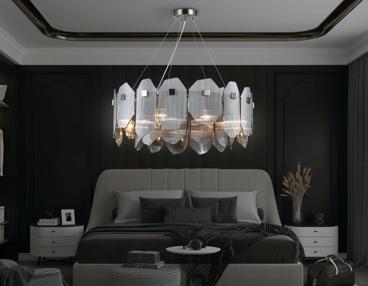 Подвесная люстра LH31203/8 SN/SM сатин никель/дымчатый E14*8 max 40W D650*270 Ambrella Light 16