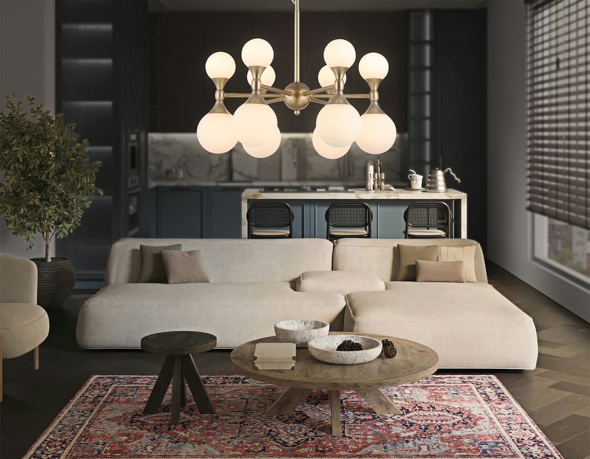 Подвесная люстра LH51050/12 GD/FR золото/белый матовый G9*12 max 28W D550*450 Ambrella Light 13