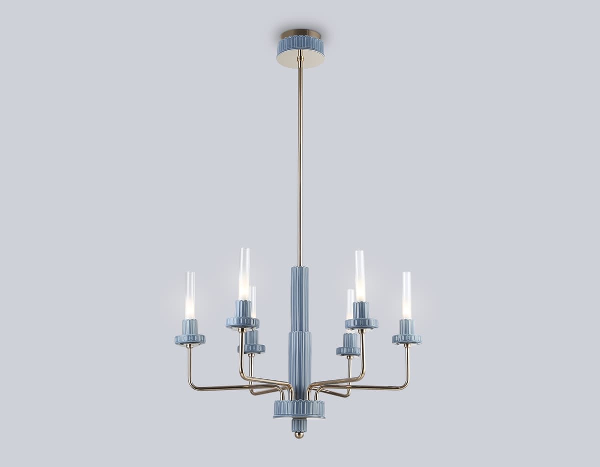 Люстра светодиодная на штанге LH53124/6 GD/WH/GB золото/белый/серо-синий 10W 3000K D660*1120 Ambrella Light 10
