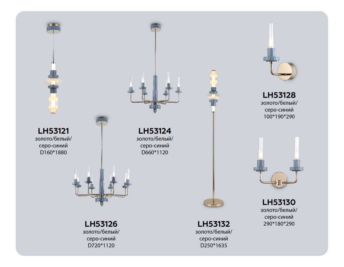 Настенный светодиодный светильник LH53130/2 GD/WH/GB золото/белый/серо-синий 4W 3000K 290*180*290 Ambrella Light 11