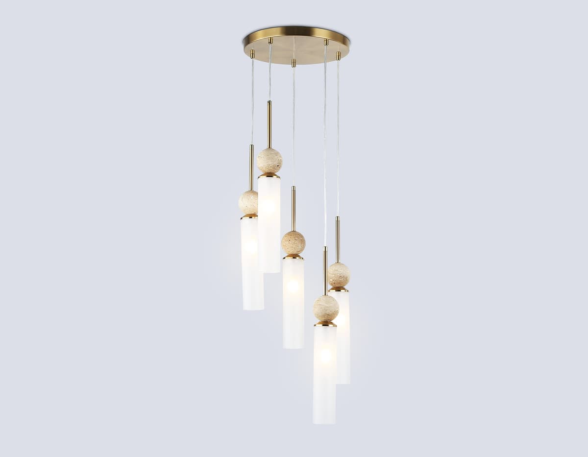 Подвесной светильник LH53259/5 BS/FR латунь/белый матовый E14*5 max 40W D330*1200 Ambrella Light 11