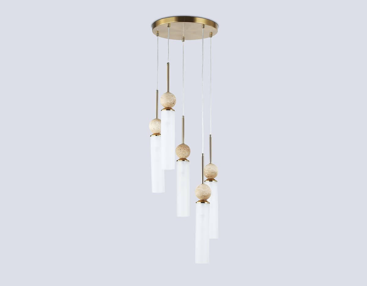 Подвесной светильник LH53259/5 BS/FR латунь/белый матовый E14*5 max 40W D330*1200 Ambrella Light 14