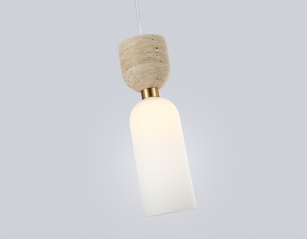 Подвесной светильник с травертином LH53322 BS/WH латунь/белый G9 max 25W D80*1700 Ambrella Light 10