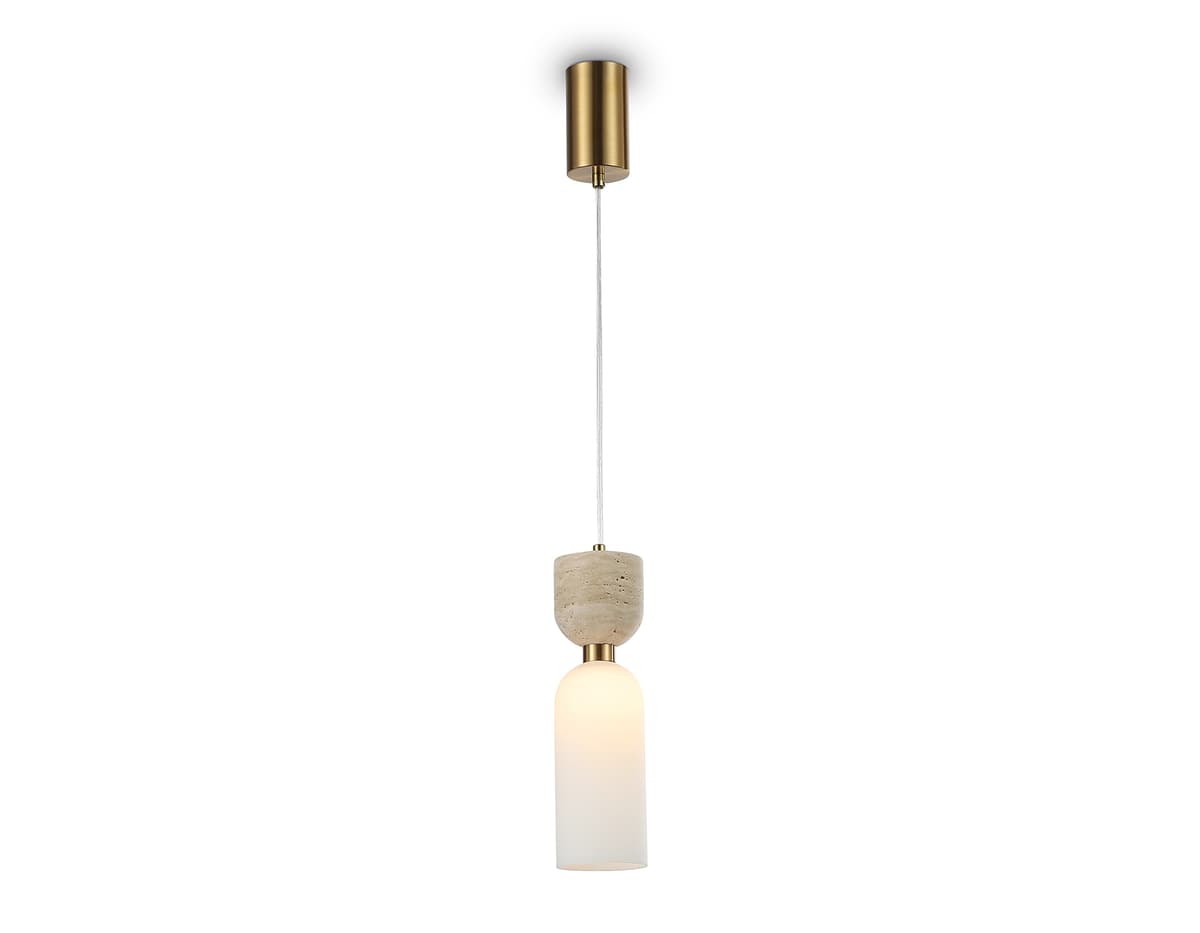 Подвесной светильник с травертином LH53322 BS/WH латунь/белый G9 max 25W D80*1700 Ambrella Light 7