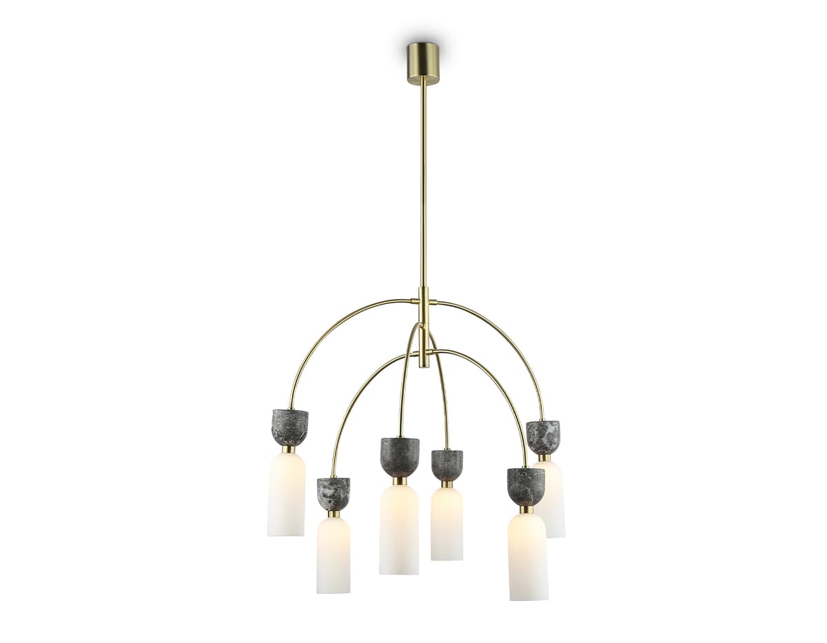 Люстра на штанге с мрамором LH53333/6 GD/WH золото/белый G9*6 max 25W D680*1290 Ambrella Light 9