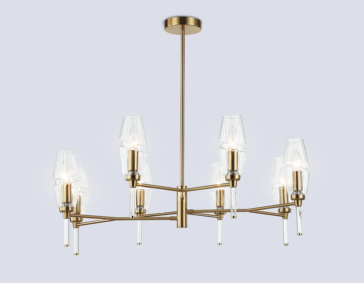 Люстра на штанге LH55202/8 BS/CL латунь/прозрачный E14*8 max 40W D800*520 Ambrella Light 12