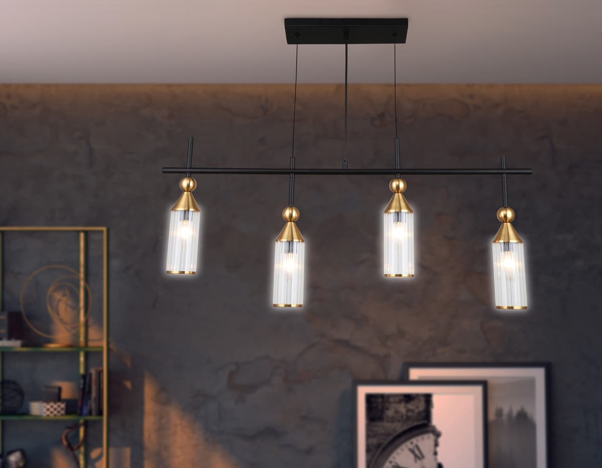 Подвесной светильник LH55254/4 BK/BS/CL черный/латунь/прозрачный E14*4 max 40W 845*65*1150 Ambrella Light 14