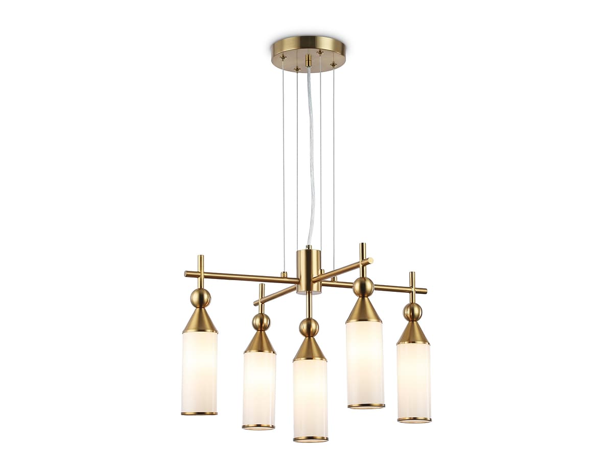 Подвесная люстра LH55276/5 BS/FR латунь/белый матовый E14*5 max 40W D520*1390 Ambrella Light 10