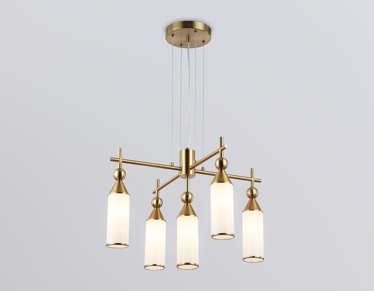Подвесная люстра LH55276/5 BS/FR латунь/белый матовый E14*5 max 40W D520*1390 Ambrella Light 12