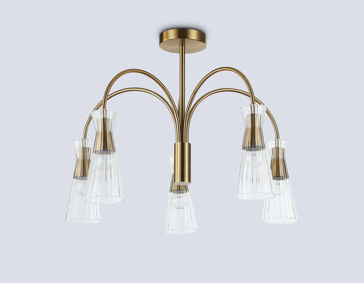 Люстра на штанге LH55701/5 BS/CL латунь/прозрачный E14*5 max 40W D600*440 Ambrella Light 14