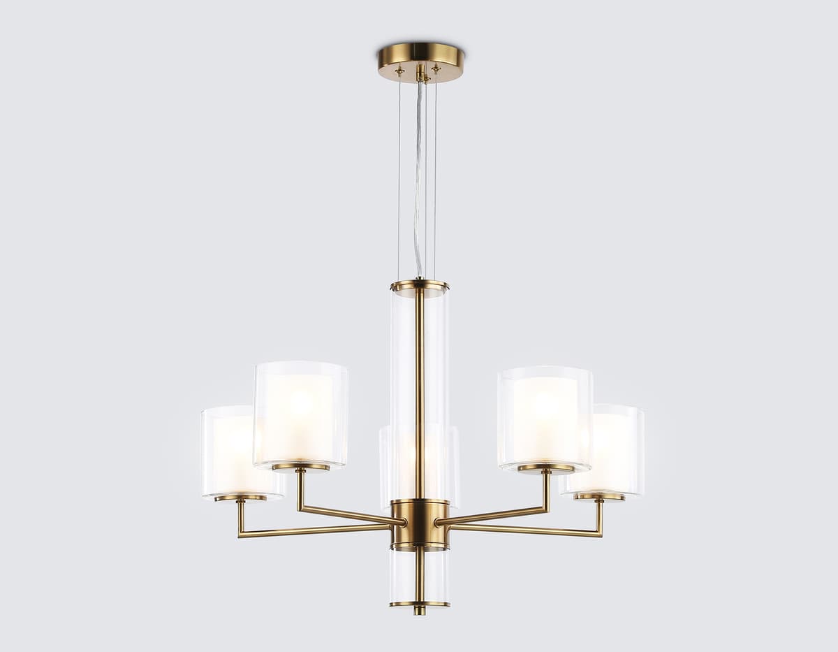 Подвесная люстра LH56011/5 BS/FR латунь/белый матовый E14*5 max 40W D640*1260 Ambrella Light 10