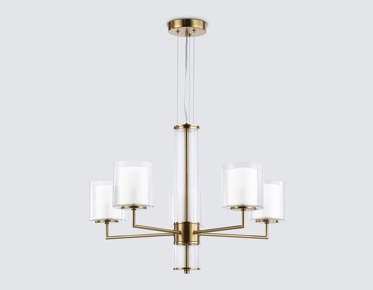 Подвесная люстра LH56011/5 BS/FR латунь/белый матовый E14*5 max 40W D640*1260 Ambrella Light 12