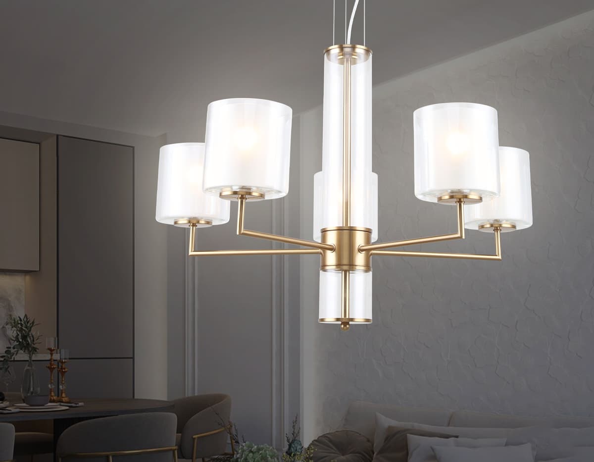 Подвесная люстра LH56011/5 BS/FR латунь/белый матовый E14*5 max 40W D640*1260 Ambrella Light 16