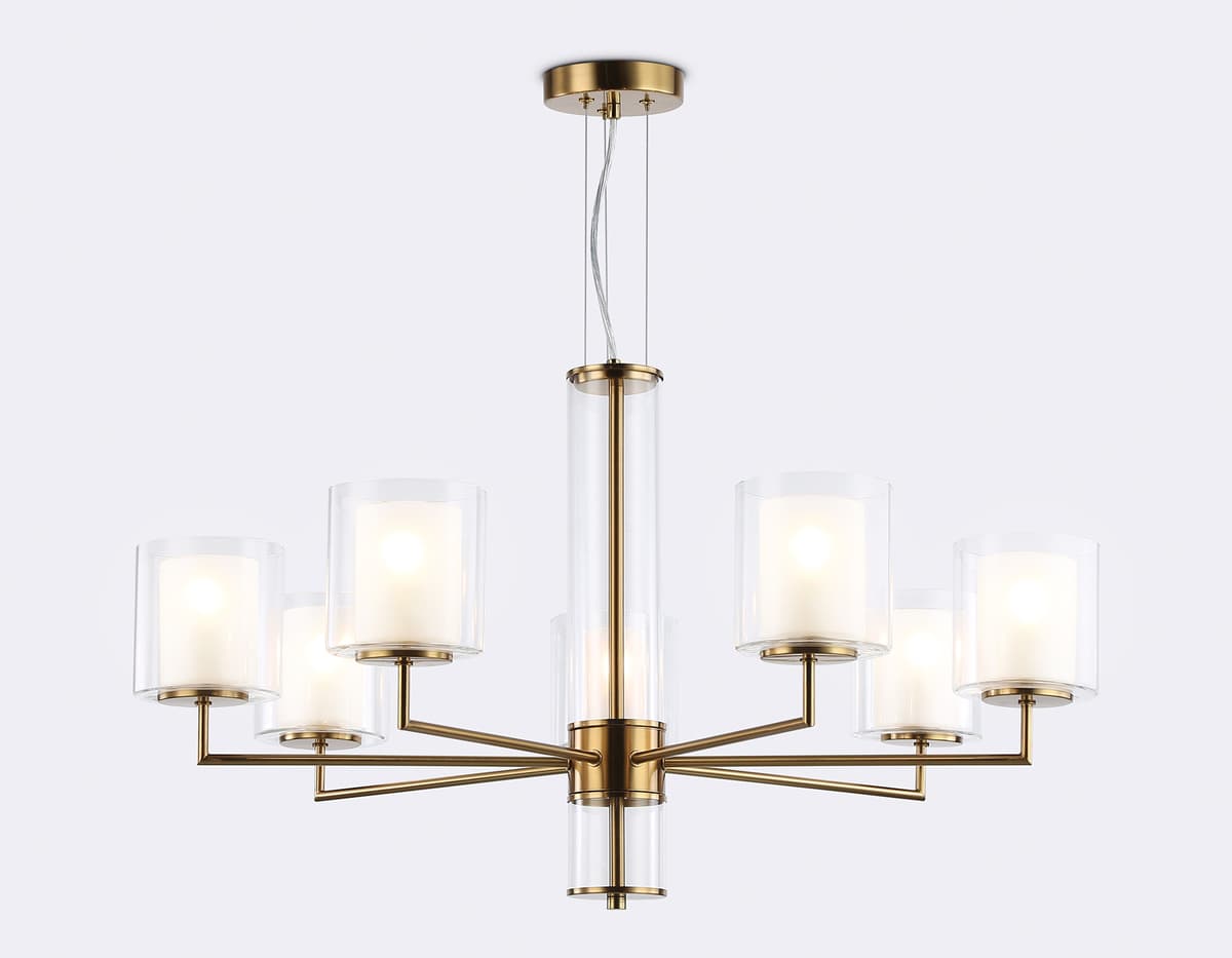 Подвесная люстра LH56013/7 BS/FR латунь/белый матовый E14*7 max 40W D790*1260 Ambrella Light 10