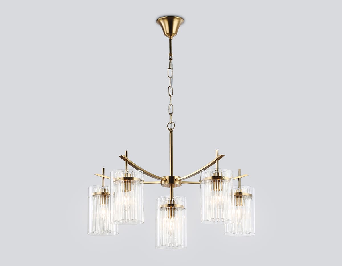 Подвесная люстра LH56031/5+1 BS/CL латунь/прозрачный E14*6 max 40W D680*1200 Ambrella Light 10