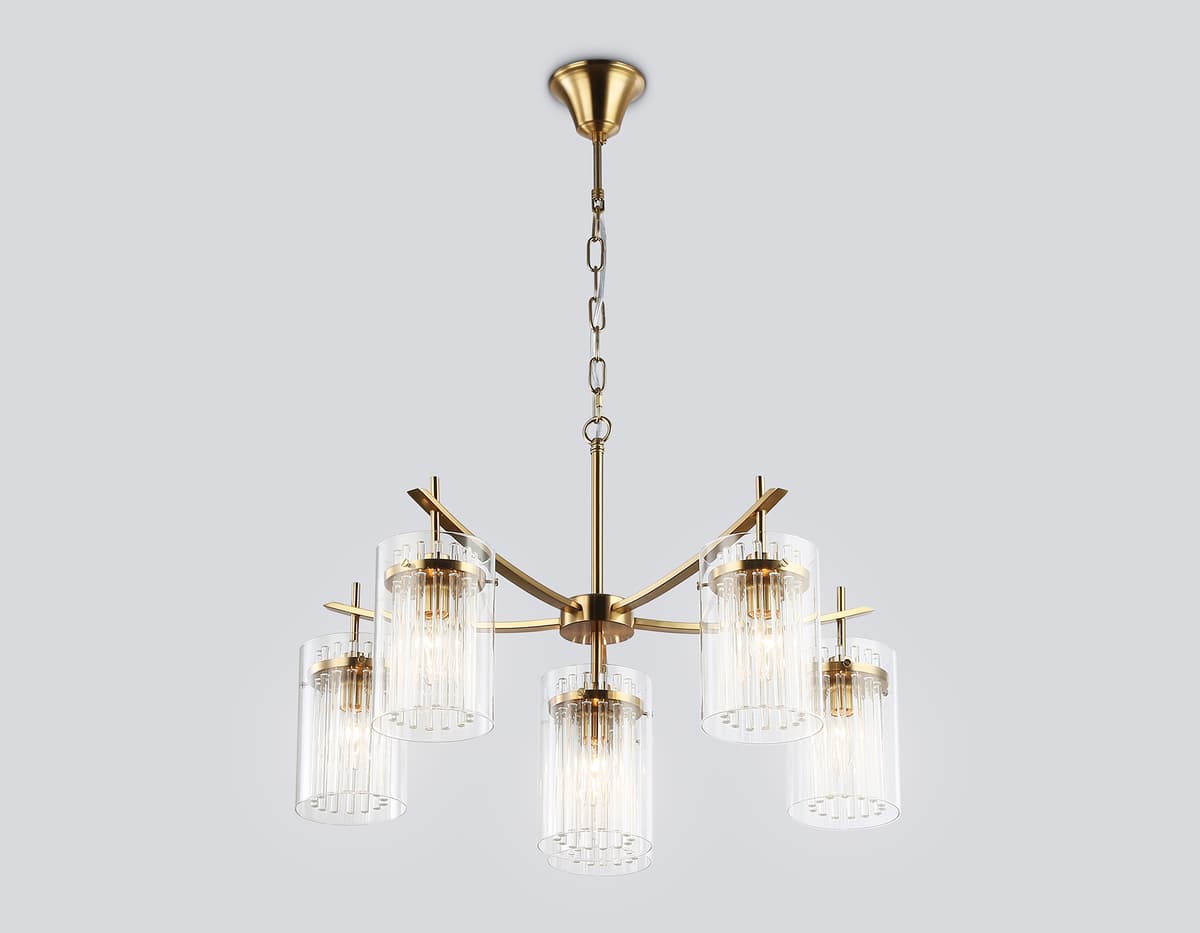 Подвесная люстра LH56031/5+1 BS/CL латунь/прозрачный E14*6 max 40W D680*1200 Ambrella Light 11