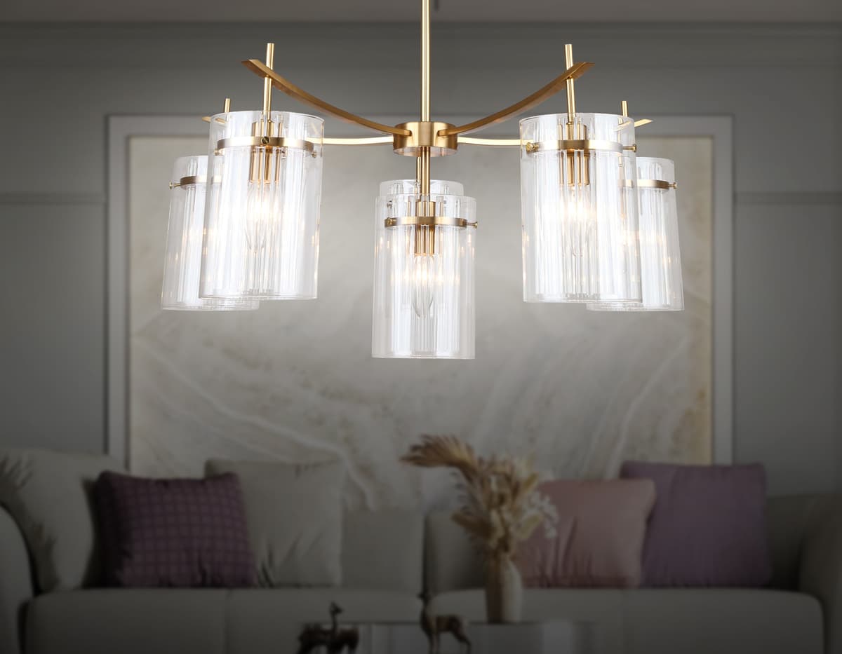 Подвесная люстра LH56031/5+1 BS/CL латунь/прозрачный E14*6 max 40W D680*1200 Ambrella Light 16