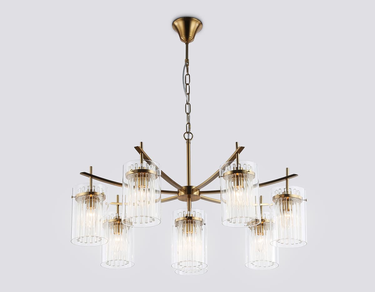 Подвесная люстра LH56033/7+1 BS/CL латунь/прозрачный E14*8 max 40W D790*1200 Ambrella Light 10