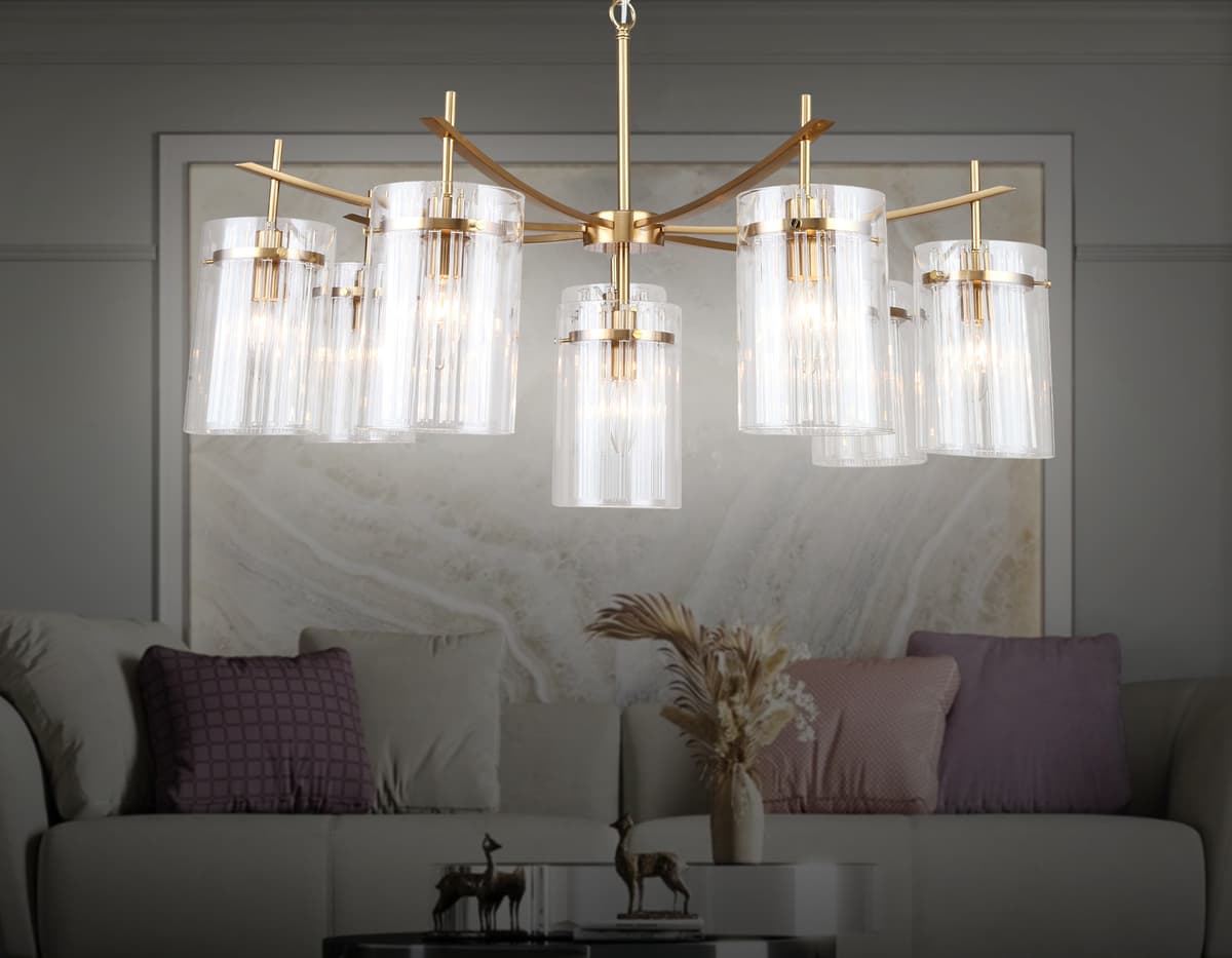 Подвесная люстра LH56033/7+1 BS/CL латунь/прозрачный E14*8 max 40W D790*1200 Ambrella Light 14